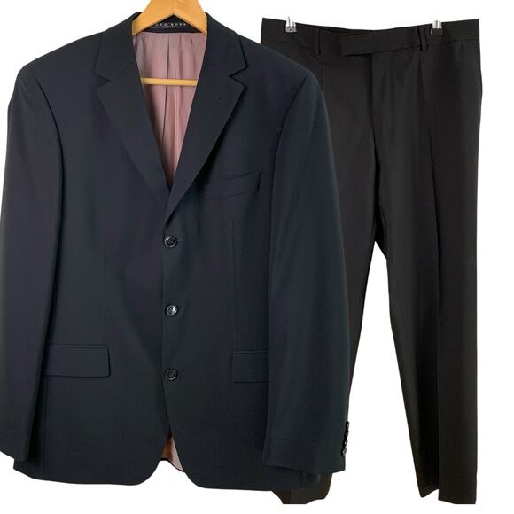 HUGO by HUGO BOSS Other - HUGO Boss Hugo Sz 40L Men's 2-Piece Suit w/ Blazer Jacket Black Wool Minimalist